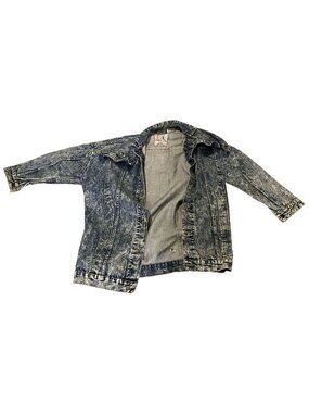 WHIPP 90s Vintage Acid Wash Denim Jacket With Silver Stud Accents Womens Large